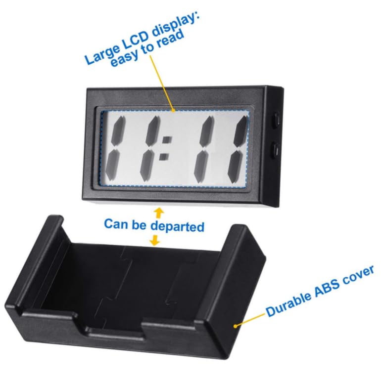 Shudyear 3PCS Small Digital Clock Mini Car Clock Mount Watch Desktop with Date Mountable with Large LCD Display for Office, Schoolbag, Vehicle, Car, Boat(Rectangle) - Image 3